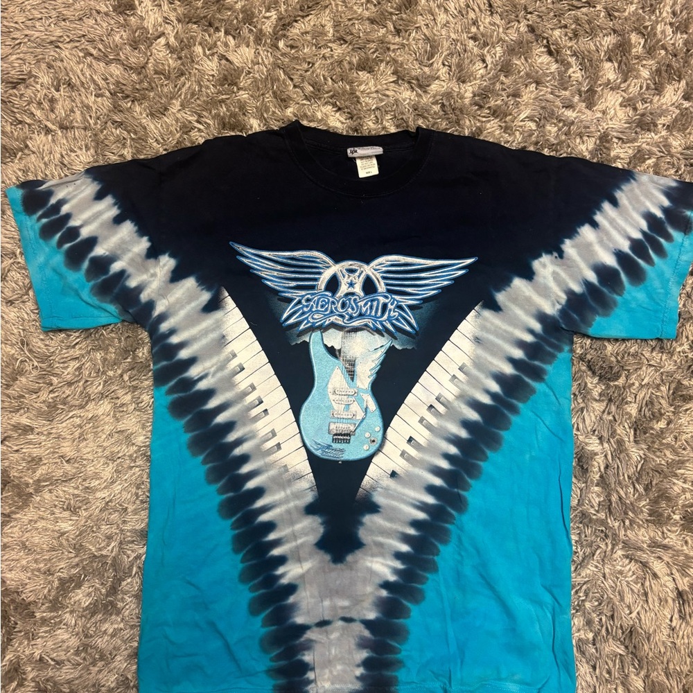 Aerosmith Blue Tie-Dye Short Sleeve Tee
